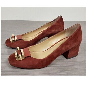 MICHAEL Michael Kors 'Gloria' Square Toe Pump Brick Color Suede Womens Size 5